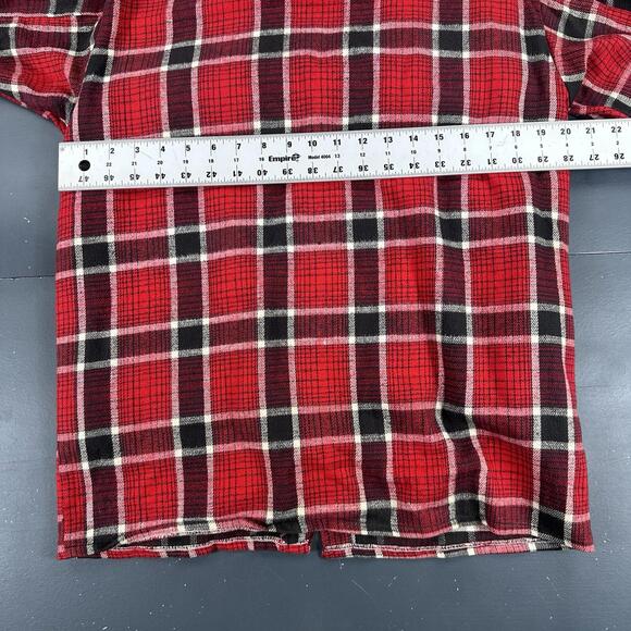 VTG Bay River Shirt Mens Small Red Black Sherpa Lined Plaid Flannel Snap 60s - Picture 6 of 7